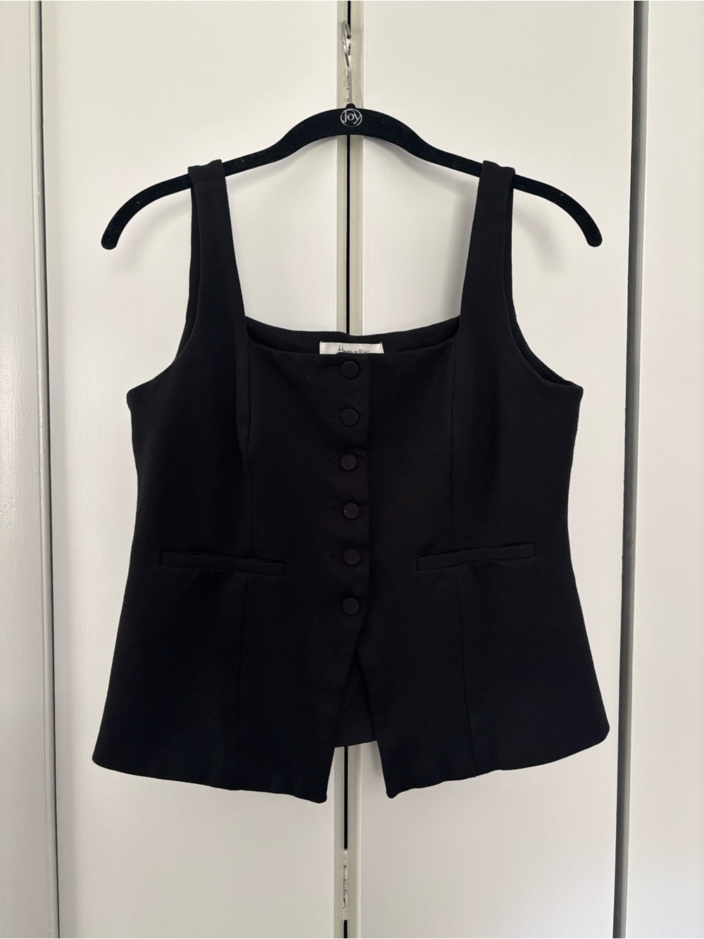 Classic Black Button-Front Crop Top Tank